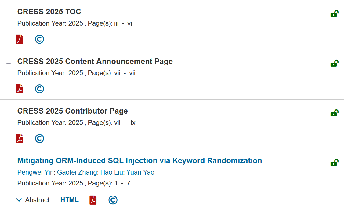 IEEE CRESS 2025 proceedings on IEEE Xplore